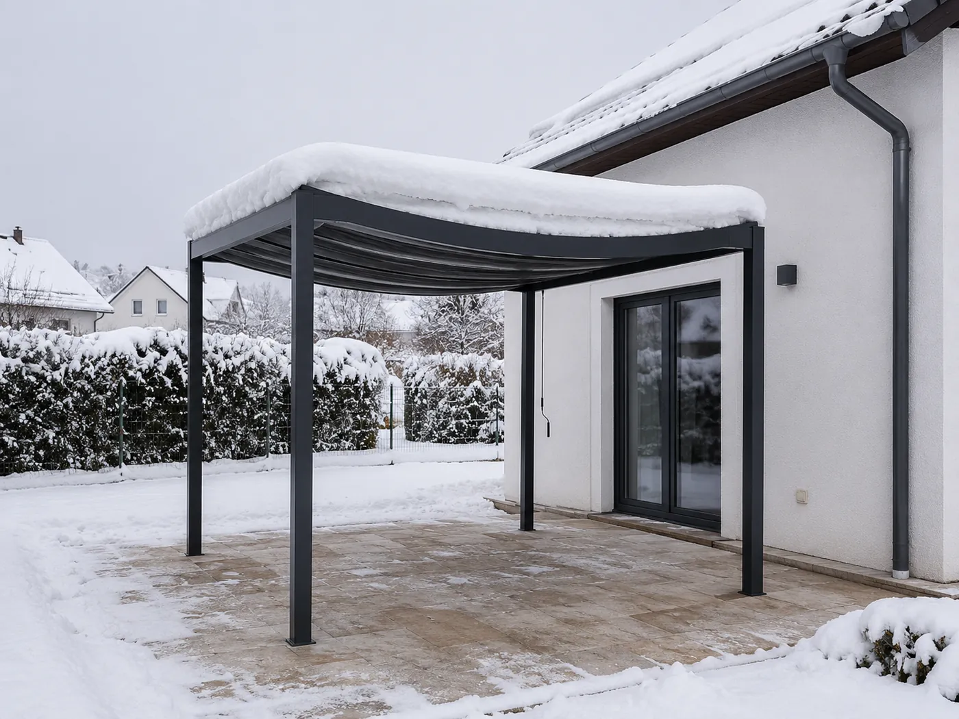 Běžná hliníková pergola z hobby marketu